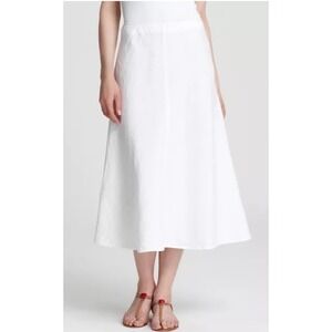 Eileen Fisher 100% Linen White Midi Long Skirt Casual Women's Size Petite Medium